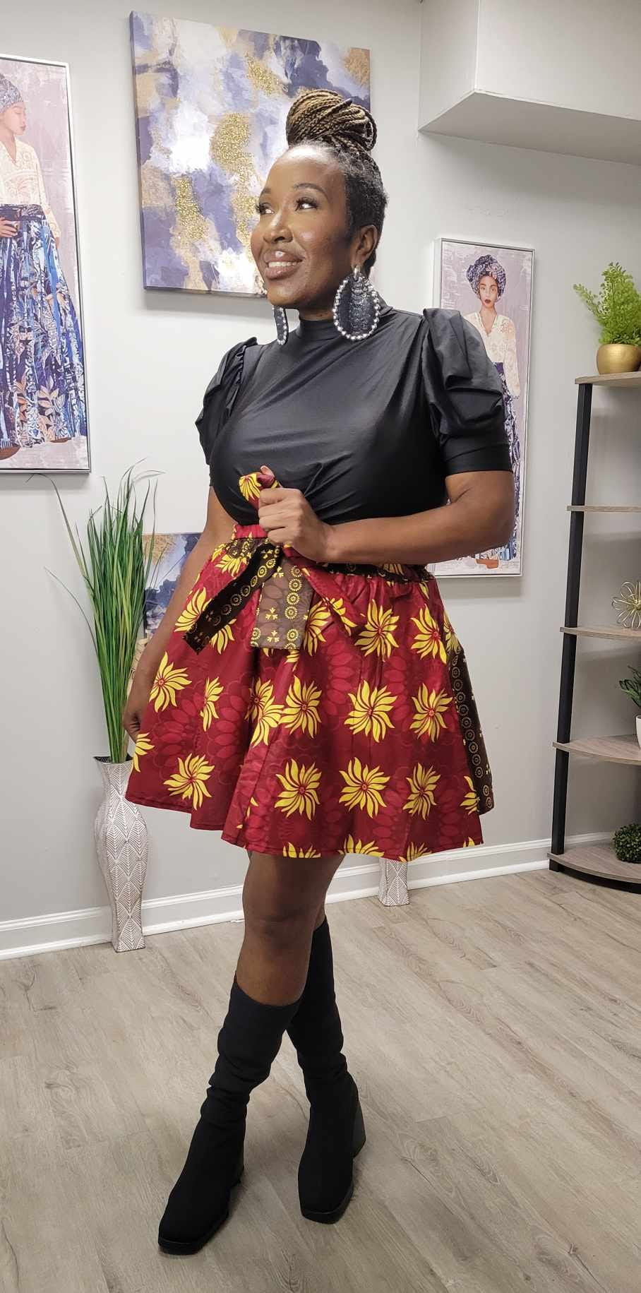 Magestic Mustard Ankara Mini Skirt