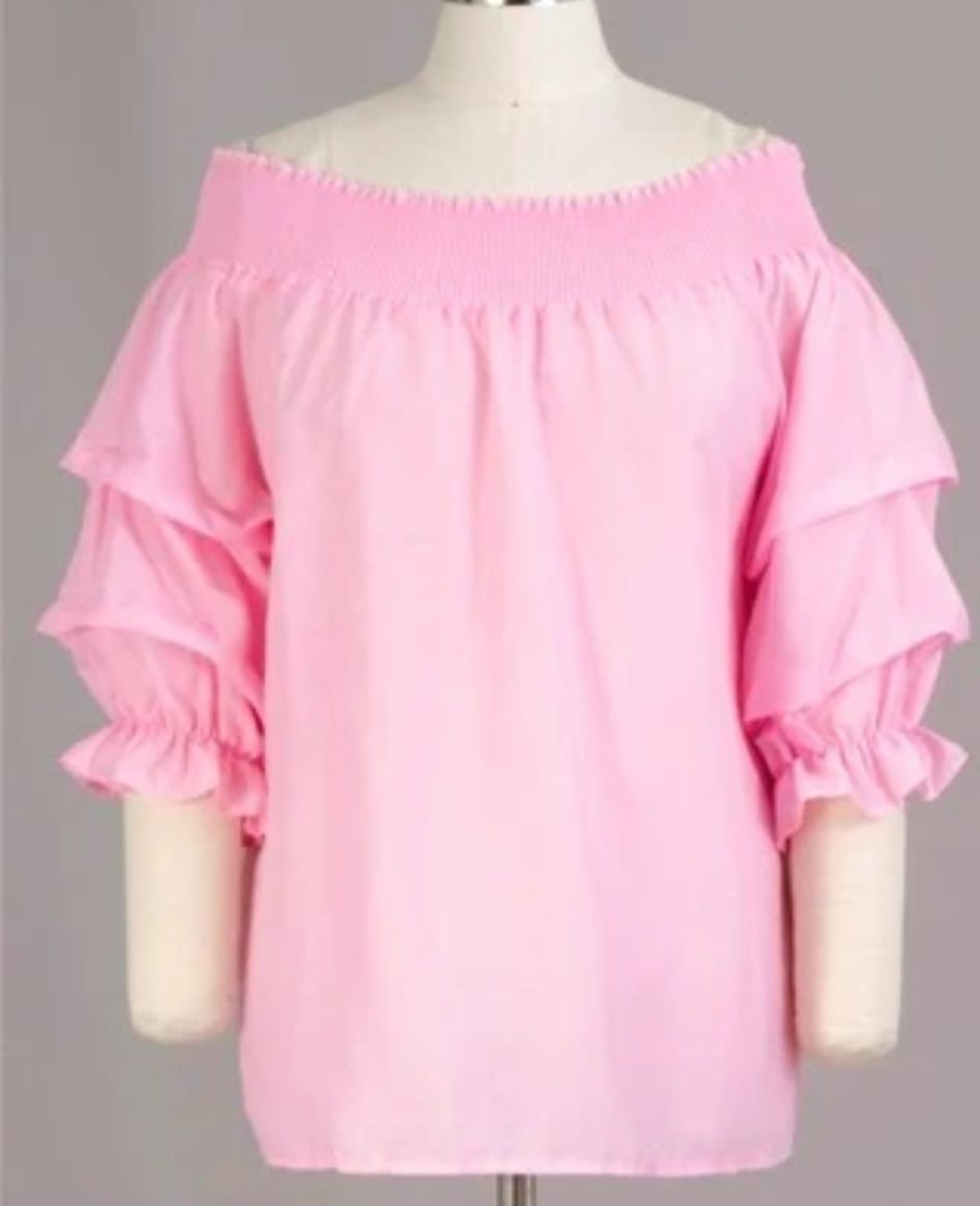 Off Shoulder Sleeved Scrunch Top