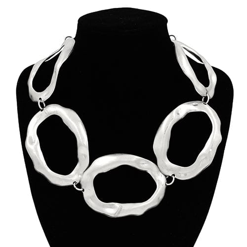 Silver Sculpted Statement Necklace
