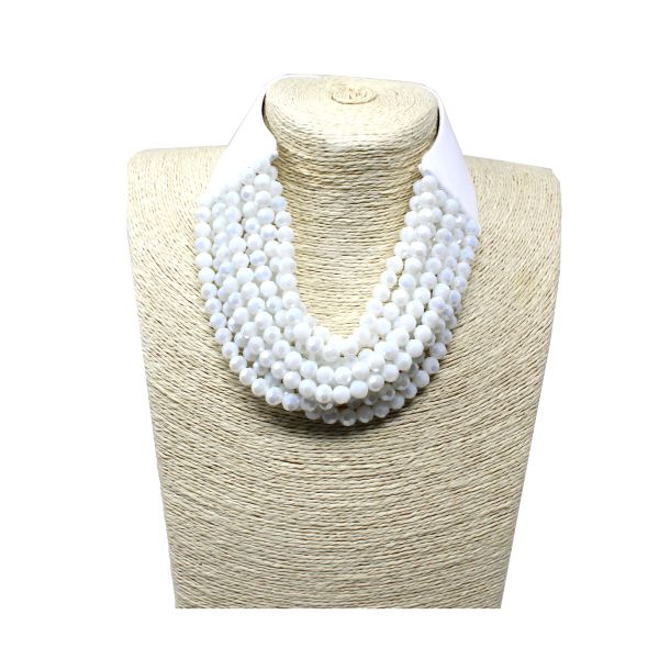 Pure White Multi-Strand Beaded Necklace