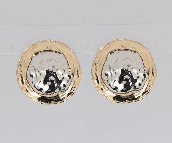 Hammered Two-Tone Disc Earrings