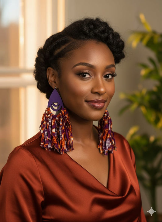 Purple Lava Fringe Earrings