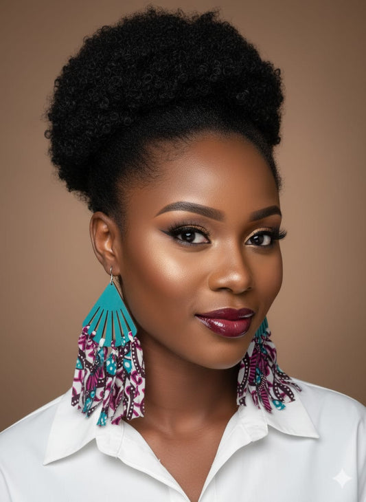 Teal Blossom Fringe Earrings