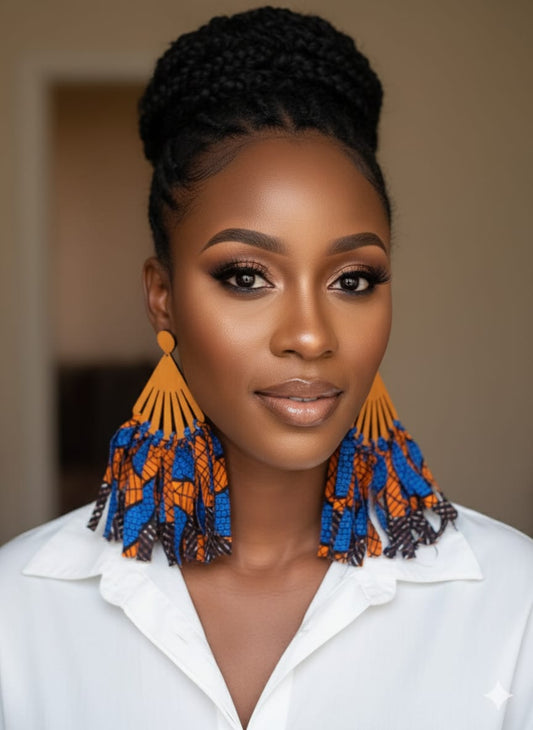 Denim Burst Fringe Earrings