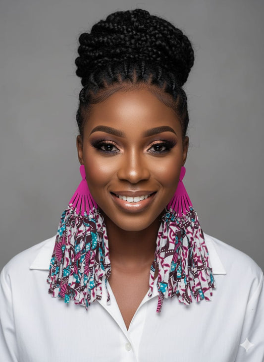 Fushia Blossom Fringe Earrings