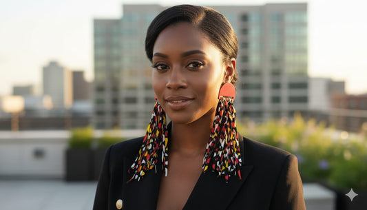 Red Geo Fringe Earrings