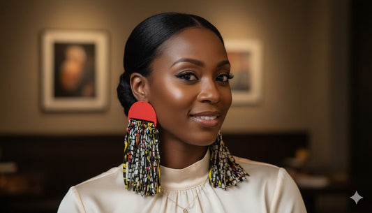 Red Hot Stone Fringe Earrings