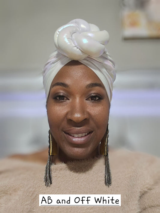 Slip-On Top Knot Turban AB/Off White