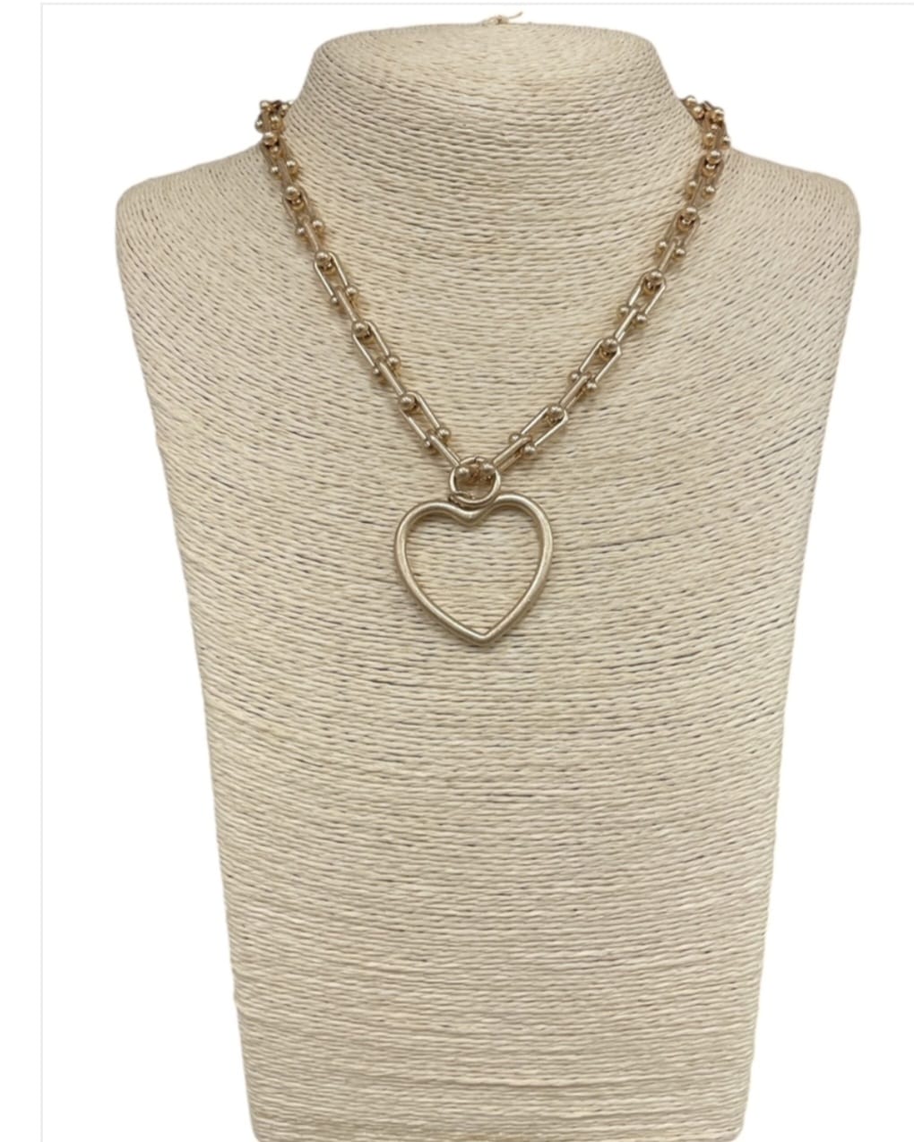 Brushed Gold Heart Link Necklace