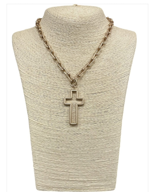 Near the Cross Brushed Gold Necklace