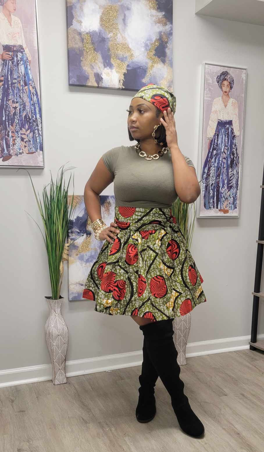 Rose Garden Ankara Mini Skirt