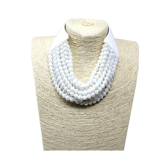Pure White Multi-Strand Beaded Necklace