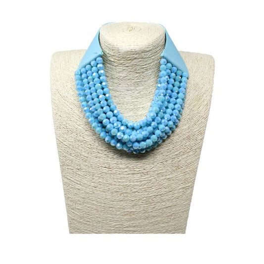 Sky Blue Multi-Strand Beaded Necklace