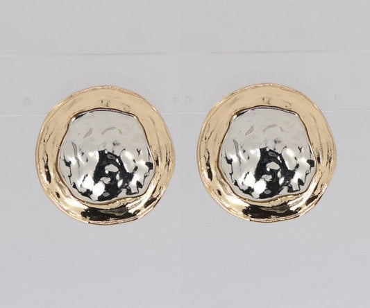 Hammered Two-Tone Disc Earrings