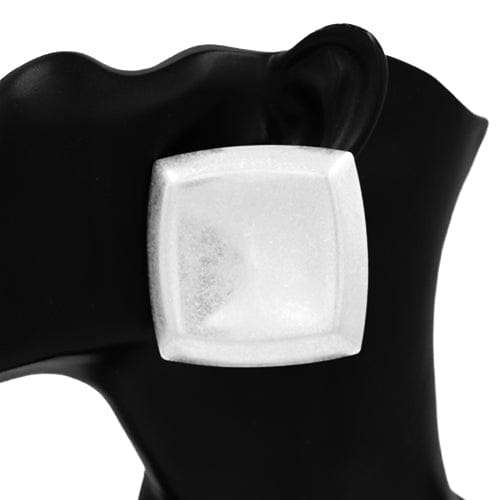 Silver Bold Square Stud Earrings
