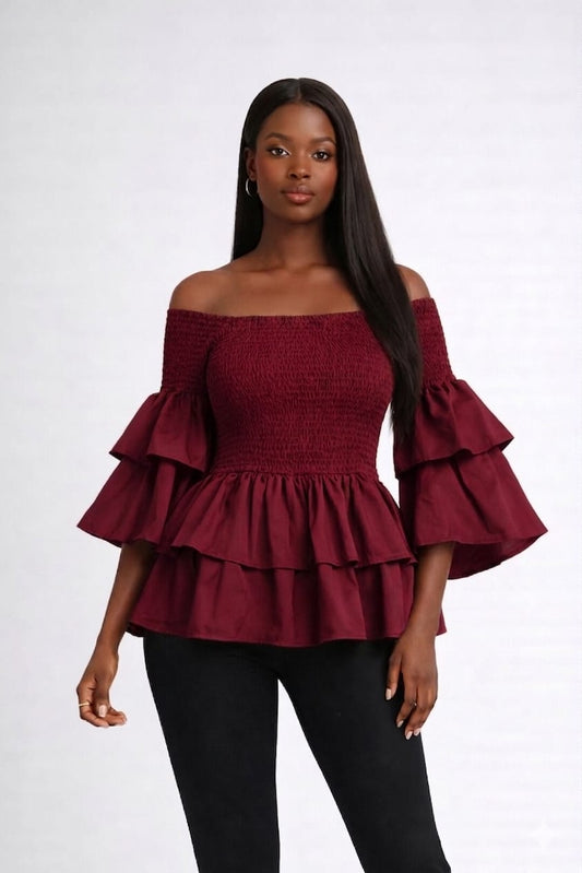 The Bella Blouse Burgundy