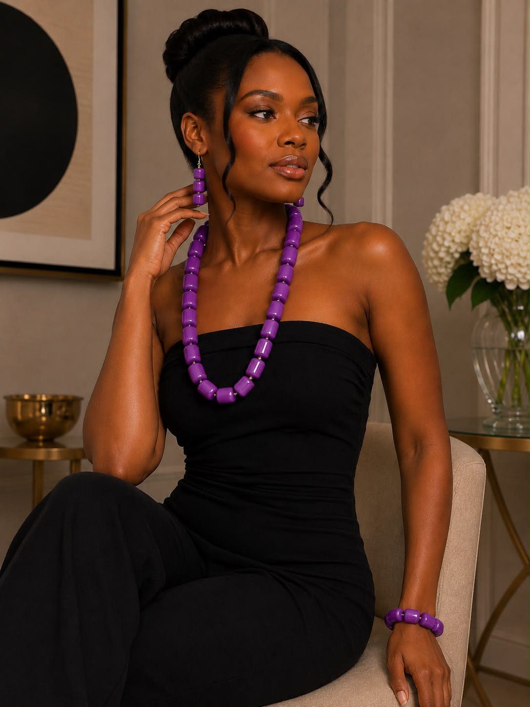 Purple Orchid Necklace Set