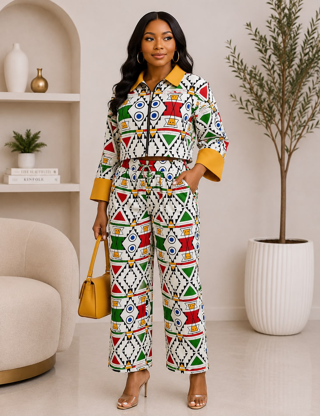 Multi Geo 2pc Pant Set