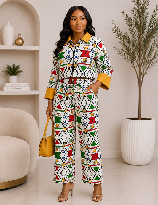 Multi Geo 2pc Pant Set