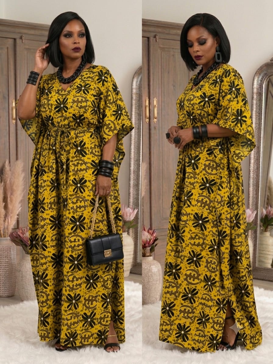Honey Drawstring Kaftan