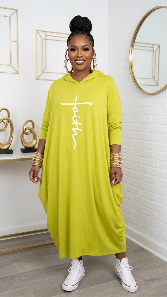 Hooded Jersey Dress Citron