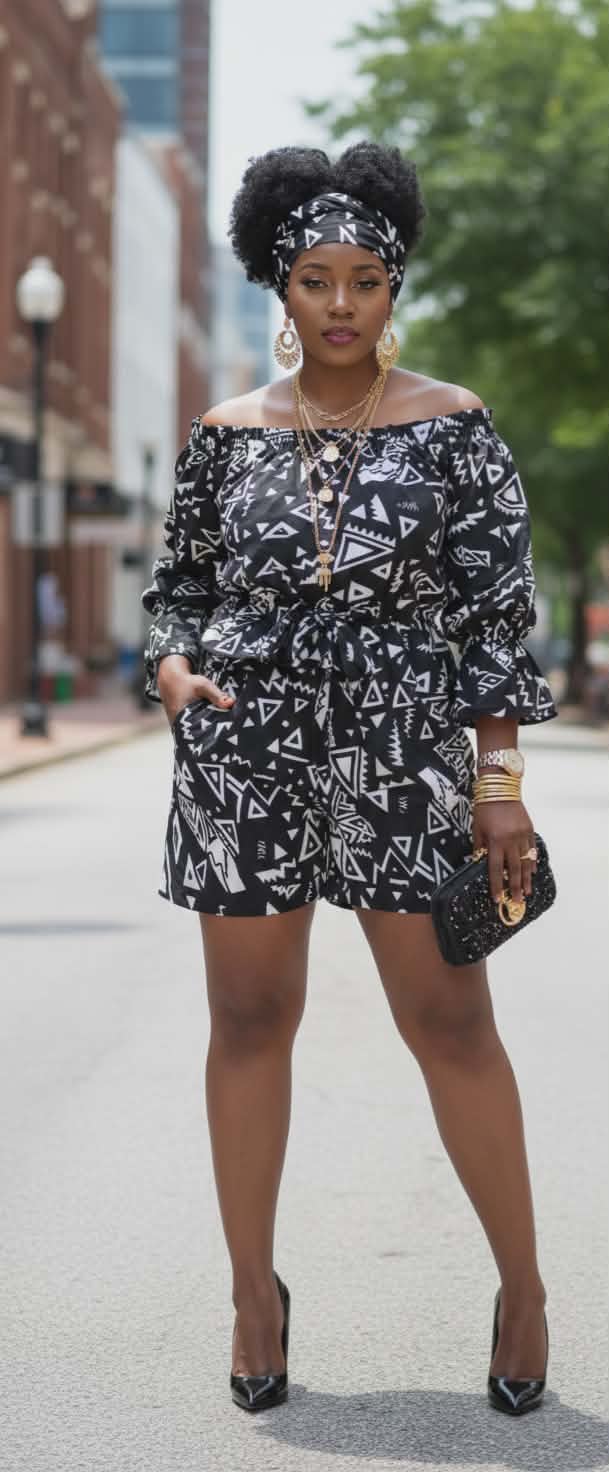 Midnight Geo Shorts Set