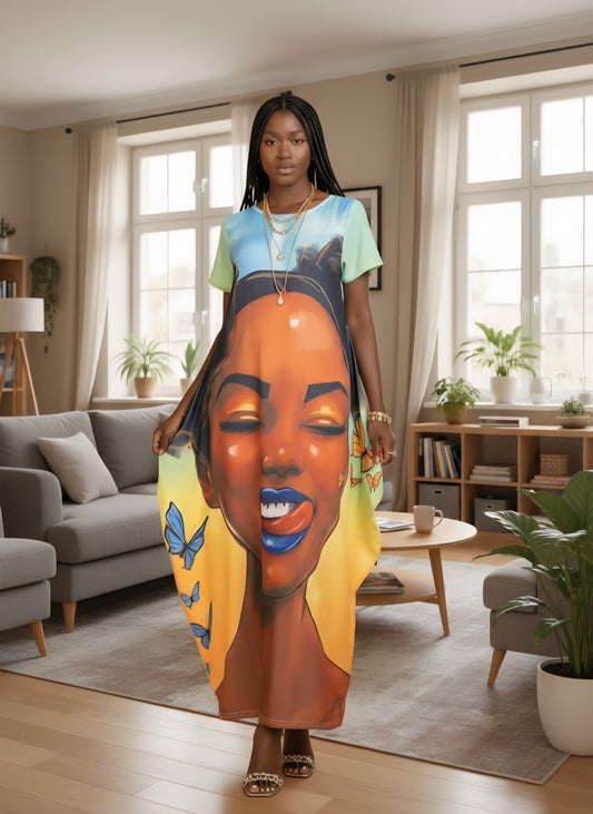 Madame Butterfly Jersey Maxi Dress