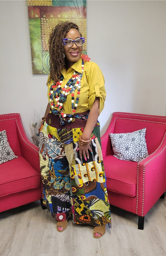 Golden Patchwork Palazzos